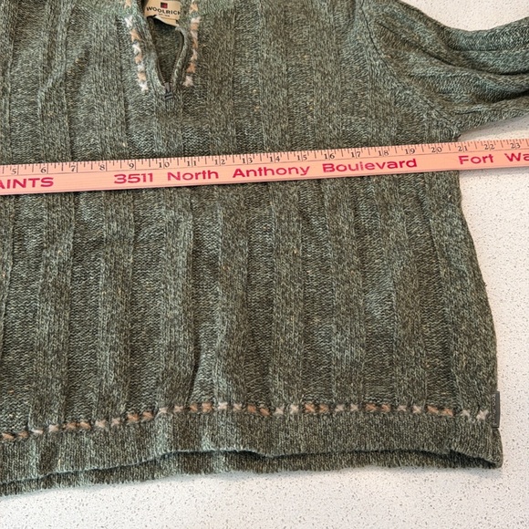 Woolrich Sage Heather 1/4 Zip Sweater Size Medium Wool Blend Long Sleeve - Picture 6 of 7